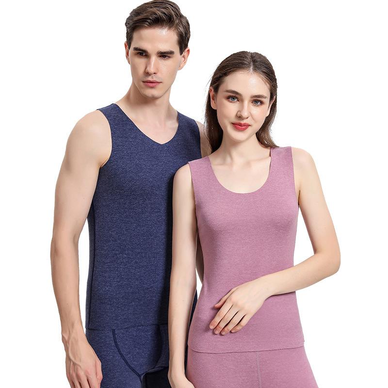 肌着 レディース メンズ Vネック 背心 男性用 女性用 あったかインナー 防寒着 ポリエステル 無地 起毛 秋冬2