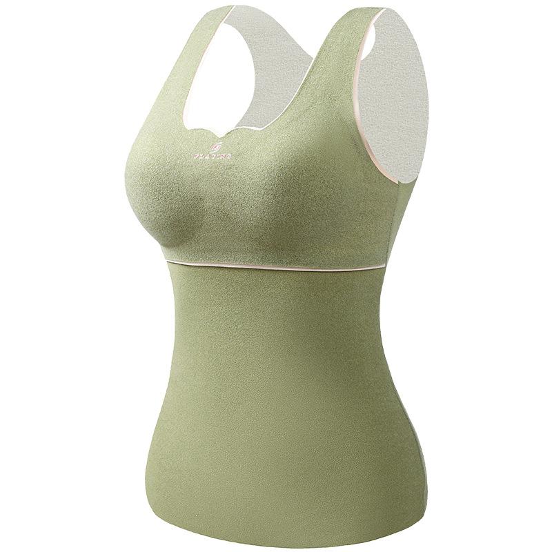 インナー レディース 保温背心 発熱 暖か 肌着 厚手 Uネック 無地 ブラック ベージュ カーキ レッド ピンク グリーン 秋冬2