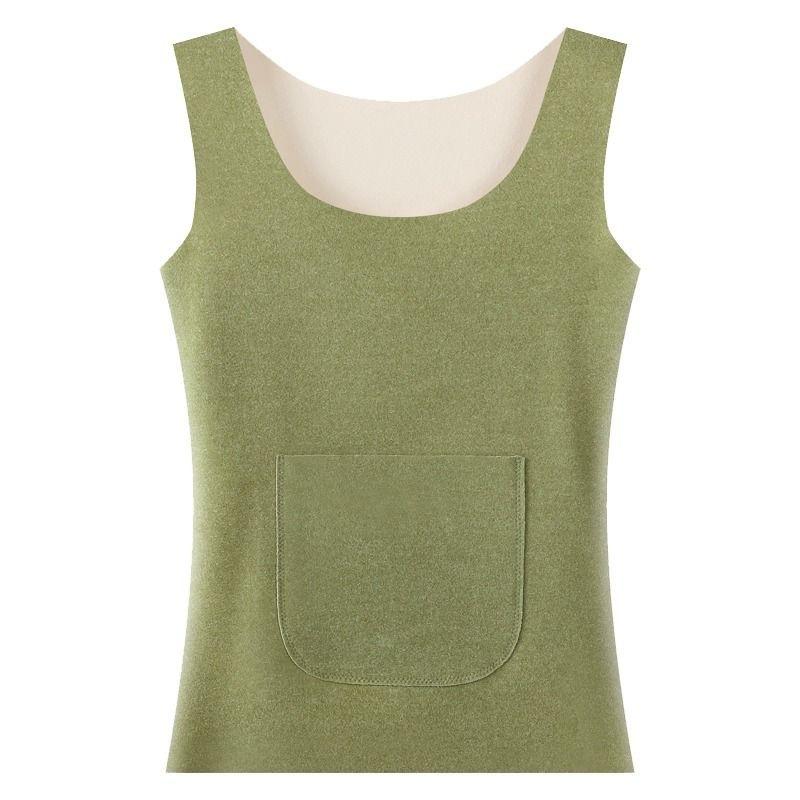 肌着 レディース 保温インナー あったかインナー 背心 防寒 肌着 トップス 発熱 腹巻付き ラウンドネック ノースリーブ 無地 伸縮性 ストレッチ デイリー 普段使い2