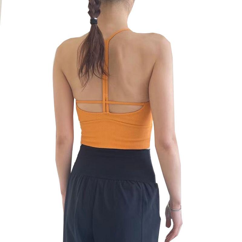 ヨガウェア レディース スポーツブラ トップス 速乾性 通気性 リブ編み タンクトップ クラインブルー ホワイト イエロー ポリエステル スパンデックス フィットネス トレーニング インナー 運動着2