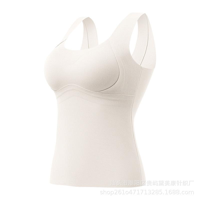 ベスト レディース 秋冬 あったか 保温インナー 桑蚕糸 ウール カシミア混紡 無縫製 発熱 一体型カップ..