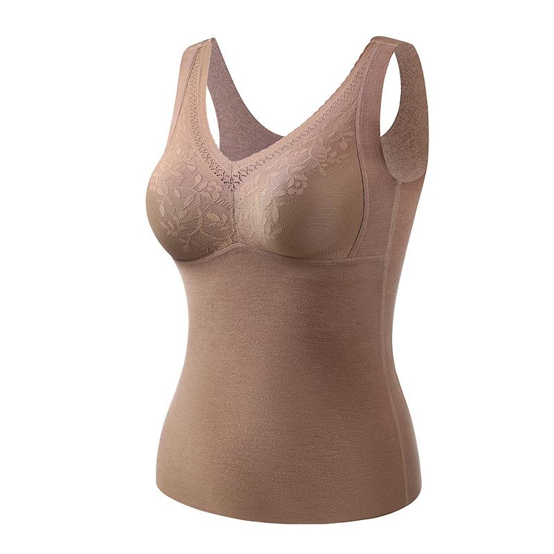 ベスト レディース ウール 再生繊維 カップ付き インナー トップス 秋冬 Vネック 静電気防止 あったか 暖か 保温2