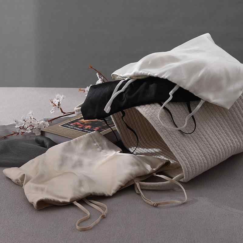 ブラジャー レディース 吊り帯 シルク サテン 美背 裹胸 スリップ防止 インナー 全罩杯 薄型 ホワイト ..