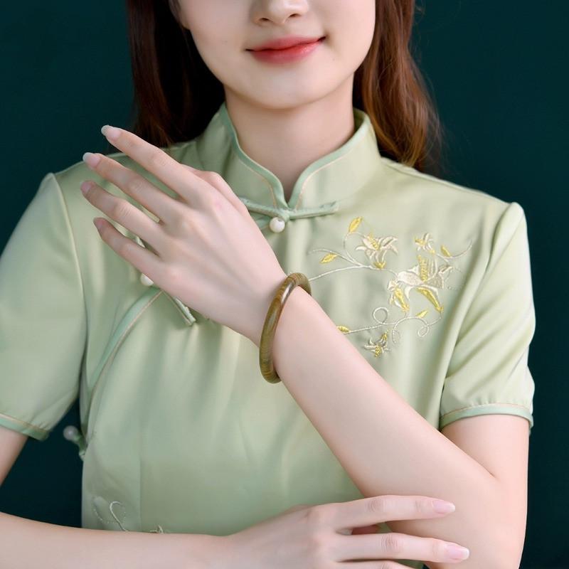 ブレスレット レディース 黒檀木 緑檀 アンテ ィーク風 木製 ウッド サークル バングル アクセサリー