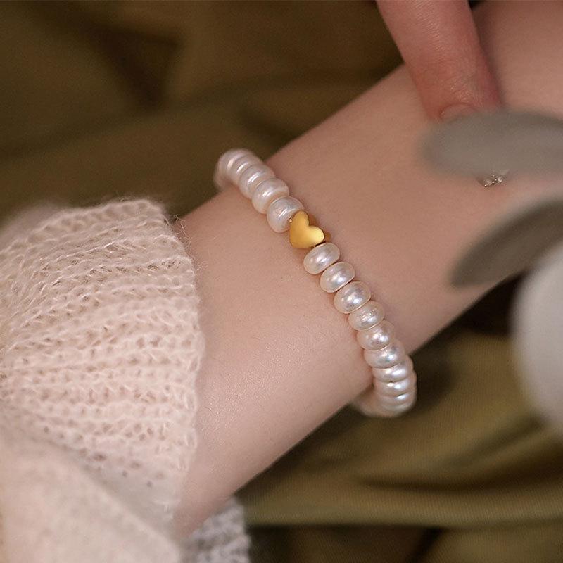 ブレスレット レディース 淡水パール ハート エレガント 電気メッキ加工 アレルギー対応 調整可能 おしゃれ かわいい 普段使い パーティー