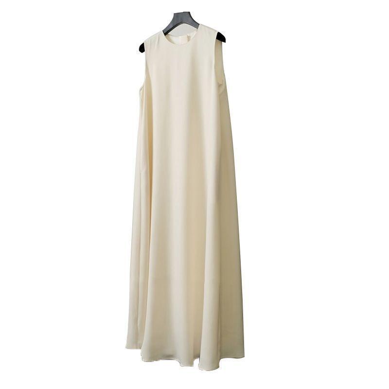 ワンピース レディース ノースリーブ Aライン 夏ワンピース ラウンドネック ゆったり 普段使い 製図