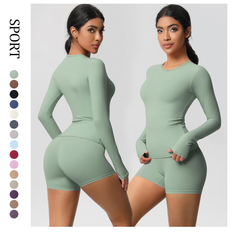 ヨガウェア レディース セットアップ 長袖Tシャツ スポーツウェア 上下セット 速乾性 通気性 ランニン..