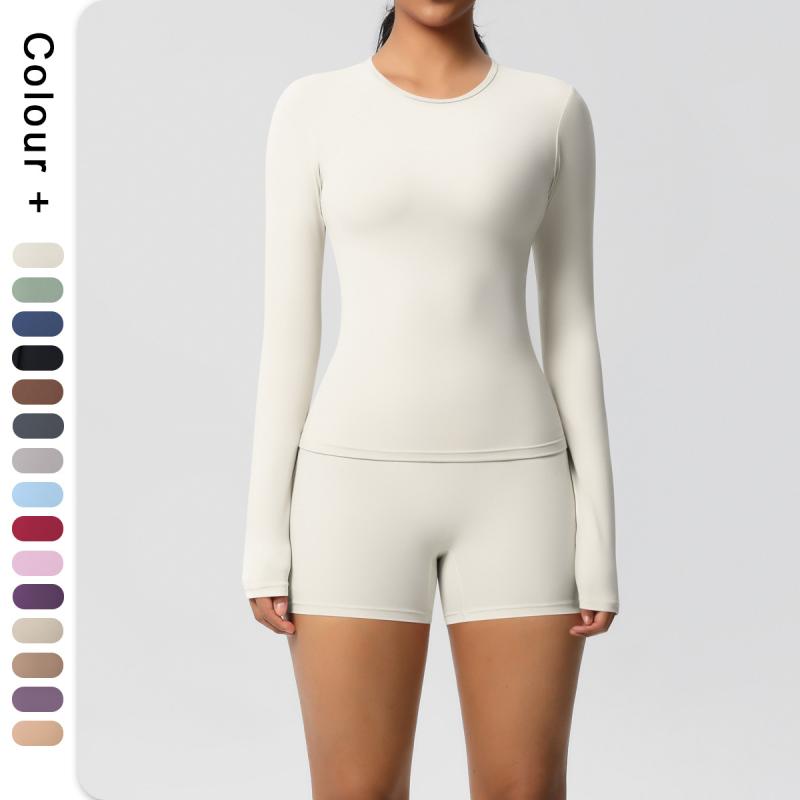 ヨガウェア レディース セットアップ 長袖 Tシャツ ショートパンツ スポーツウェア 上下セット トレー..