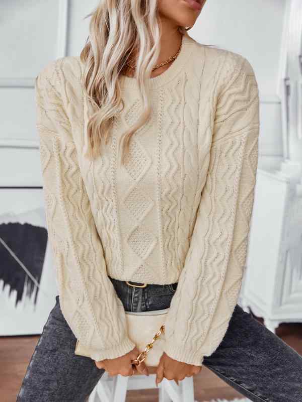 ニット・セーター レディース 秋冬 レトロ ケーブル編み プルオーバー ゆったり 長袖 トップス 鹿の子..