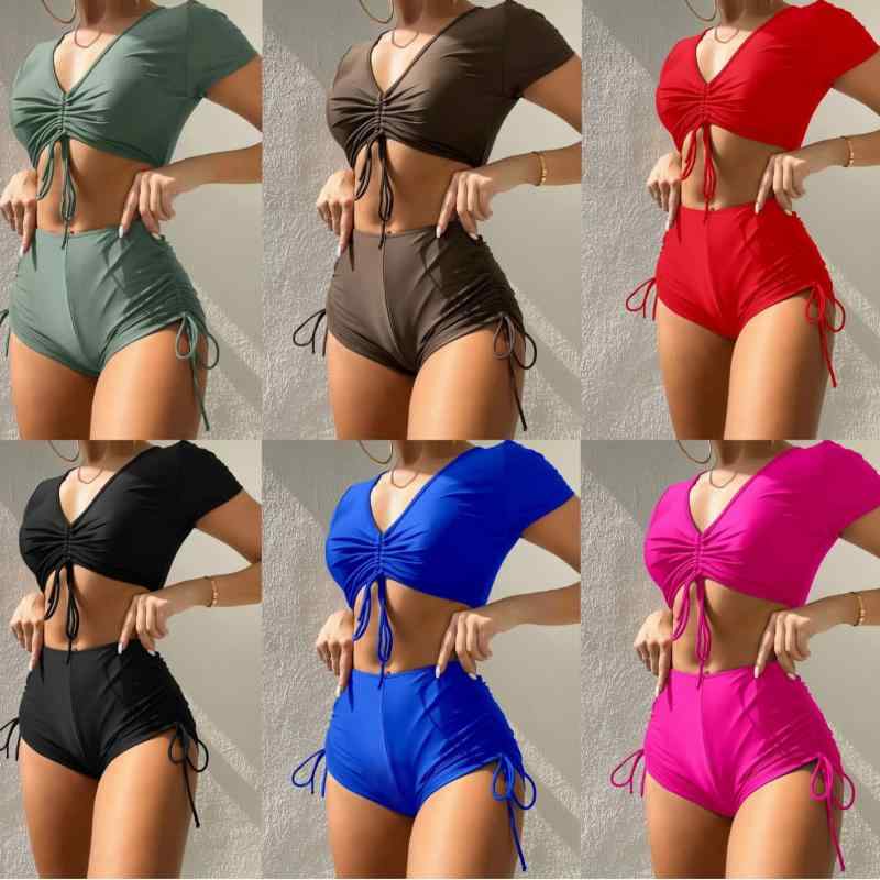 水着 レディース セットアップ セクシー 紐結び リボン かわいい おしゃれ ビーチ 海水浴 プール 無地 ..