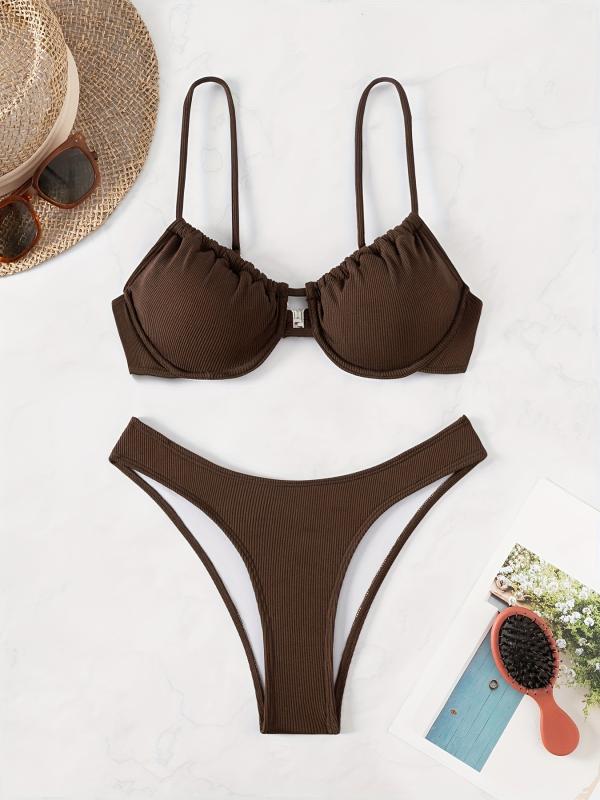 水着 レディース セパレート ビキニ セット 風 無地 ワイヤー付き ビーチ 海水浴 競泳用 女性用 体型カ..