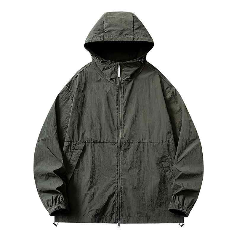 アウター 男性用 薄手 防UV ジャケット 撥水 パーカー フード付き 接触冷感 軽量 紫外線対策 日焼け防止 ジャンパー ブルゾン スポーツ アウトドア カジュアル 春夏 ブラック ホワイト ベージュ グレー グリーン