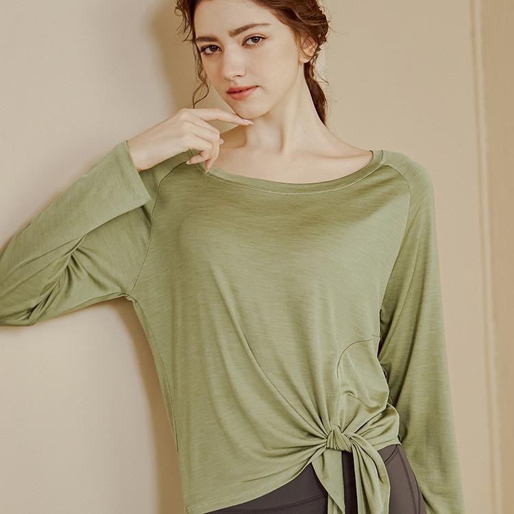 ヨガウェア レディース スポーツウェア 運動着 トップス Tシャツ 長袖 プルオーバー ランニング ジョギング 接触冷感 吸湿速乾 ポリエステル グリーン ブラック ホワイト