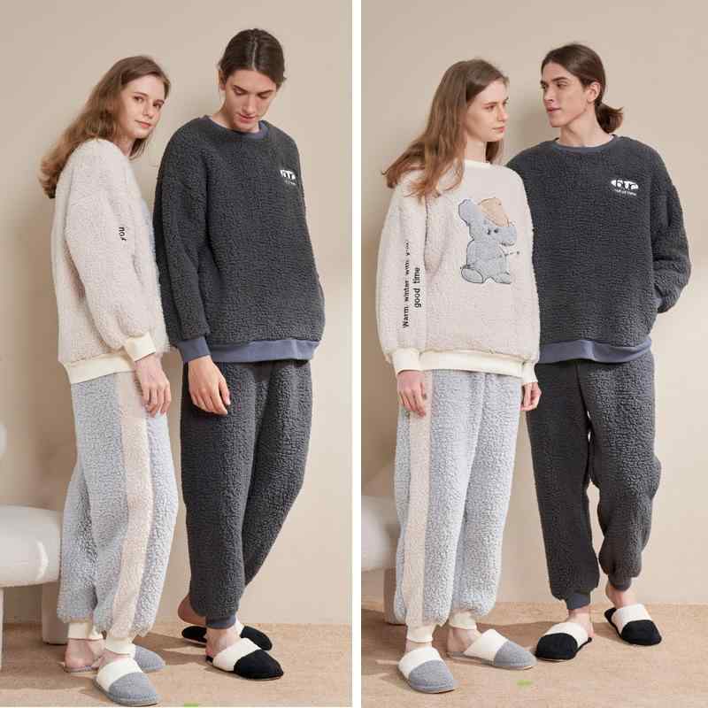 パジャマ レディース 秋冬用 ルームウェア 上下セット ペア 珊瑚マイヤー 厚手 あったか 部屋着 寝巻き 長袖 長ズボン 丸首 ポリエステル リラックス ゆったり 快適 ミントグリーン コアラ柄