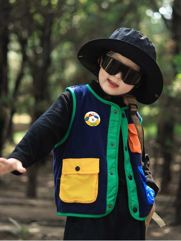子供服 フリース ベスト 春秋 男女兼用 アウトドア スポーツ ウェア 防寒 上着 杏色 ネイビー