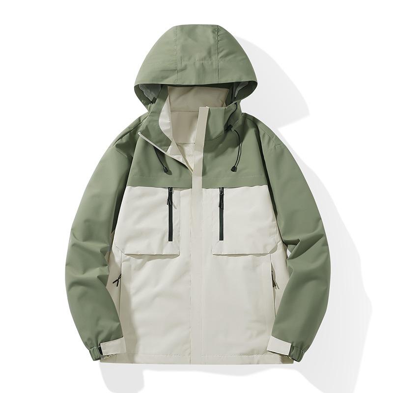 マウンテンパーカー 男女兼用 アウトドア 登山服 防風 防水 ジャケット 撥水 軽量 ストレッチ性 通気性 秋冬 アイボリー カーキ ブラック(4)