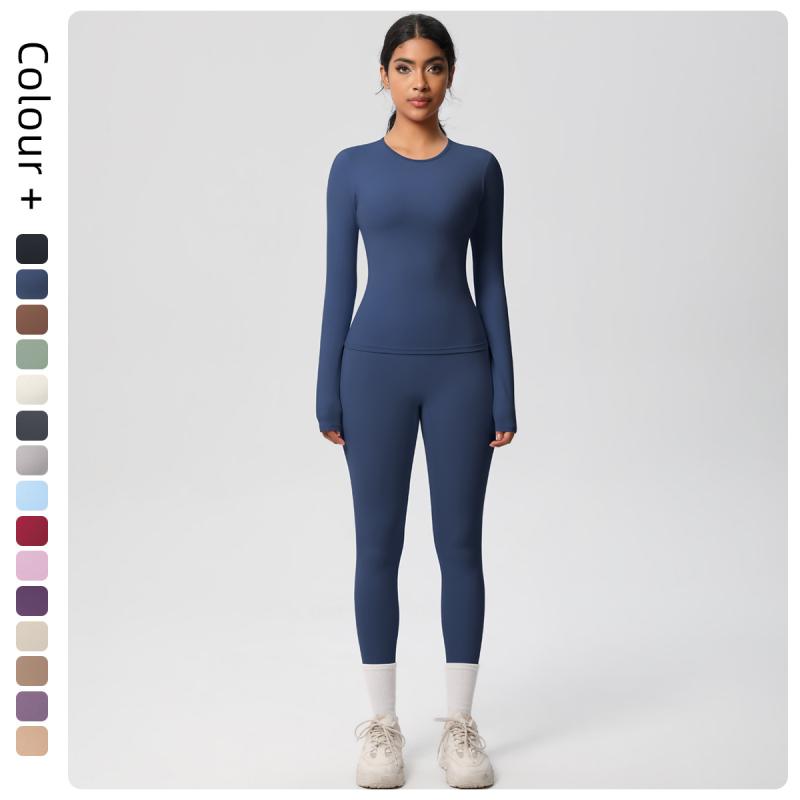 ヨガウェア レディース セットアップ 長袖 トップス パンツ 2点セット スポーツウェア トレーニングウ..