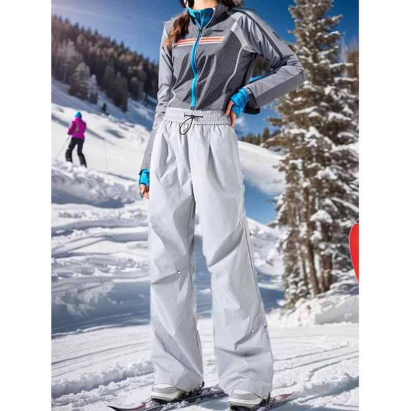 パンツ レディース 防寒 暖か 裏起毛 ズボン 防水 厚手 スキー アウトドア ウェア グレー 黒