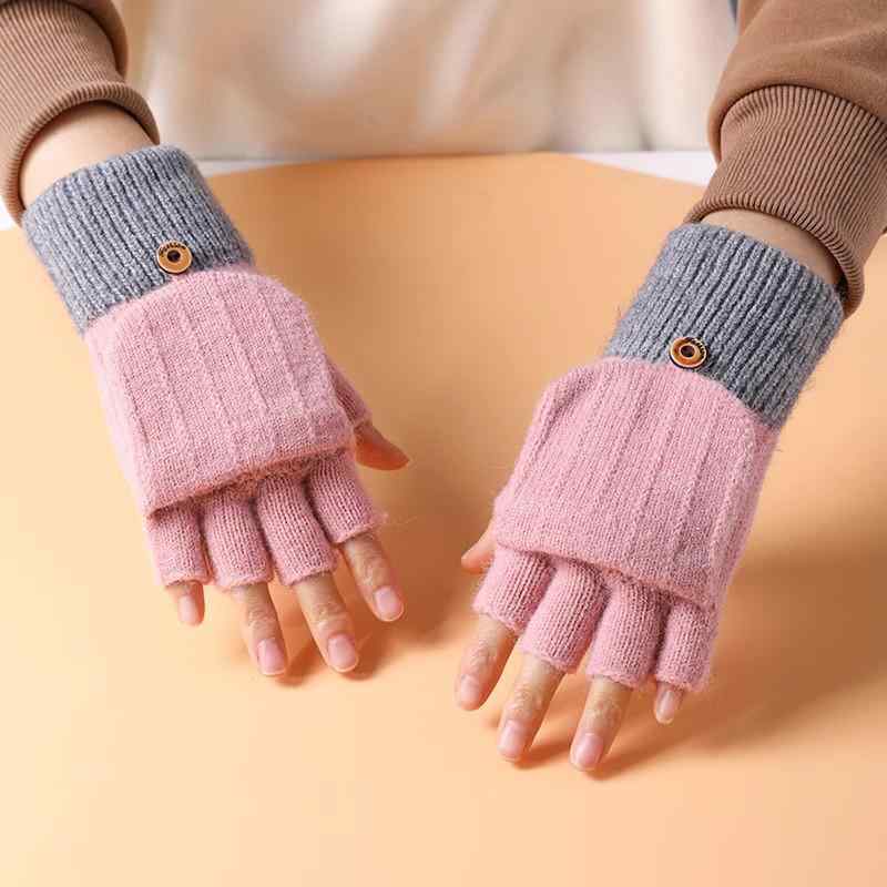 手袋 レディース 冬用手袋 ニット手袋 スマートフォン対応 防寒 暖かい 裏起毛 半指 指なし ミトンカバ..