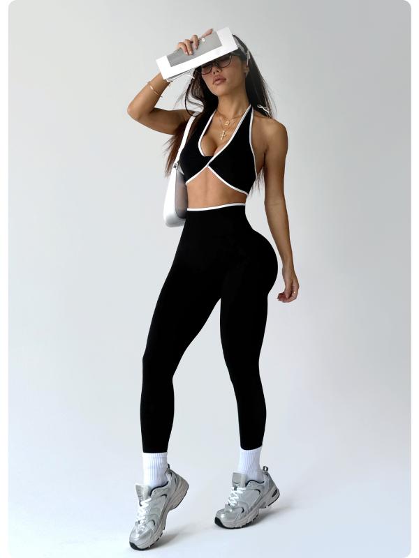 ヨガウェア レディース セットアップ スポーツブラジャー &amp; ヨガパンツ 6色展開 超伸縮性 トレーニ..