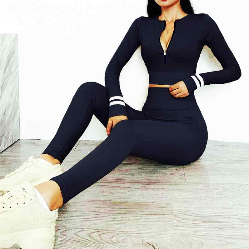 ヨガウェア レディース セットアップ 長袖 長ズボン 4色 スポーツウェア トレーニングウェア フィットネスウェア 伸縮性 通気性 速乾性 深灰 黒 カーキ コーヒー