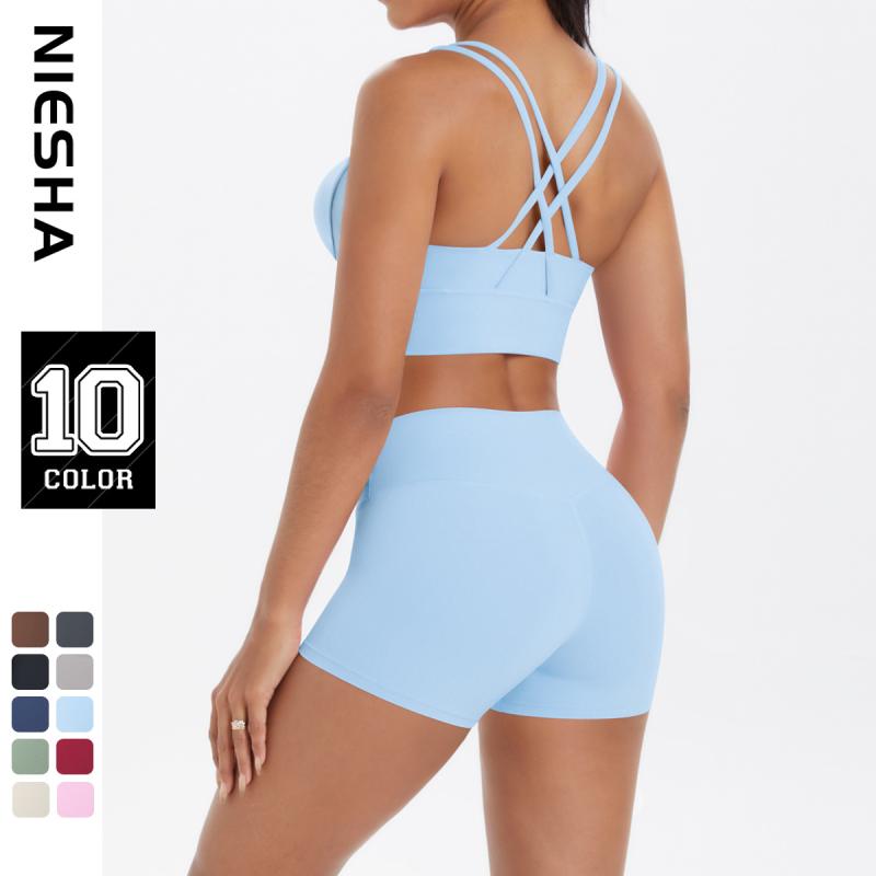 ヨガウェア レディース 上下セット スポーツブラ 短パン ランニング 運動着 トレーニングウェア 吸湿速乾 肩紐 美背 裸感 レギンス スパッツ ショーツ 黒 ブラック ピンク系 ブルー 青 栗色 グレー アイボリー 春夏秋冬