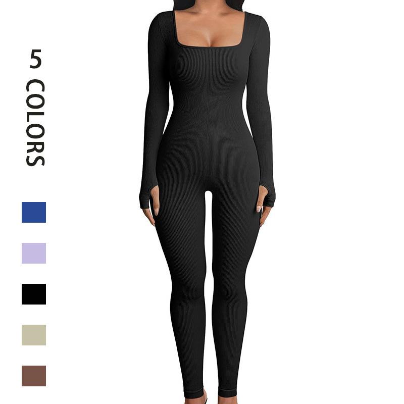ヨガウェア レディース オールインワン 長袖 スポーツ レギンス 吸湿速乾 ストレッチ 伸縮性 ランニング フィットネス トレーニング ジム 春夏秋冬 黒 白 紫 青 紺2