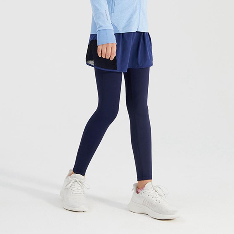 ヨガパンツ ガールズ スポーツ スカート付きパンツ 女児 トレーニングパンツ 速乾 伸縮性 ロングパンツ..