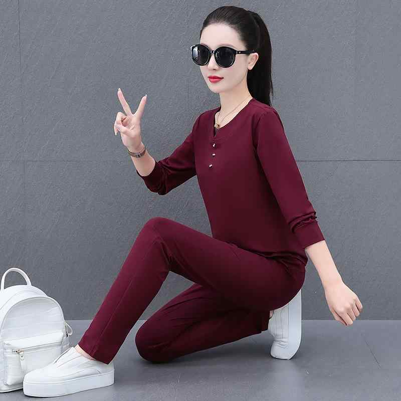 スウェット レディース 春秋 セットアップ 2点セット 40代 50代 60代 Vネック 長袖 トップス パンツ ジ..