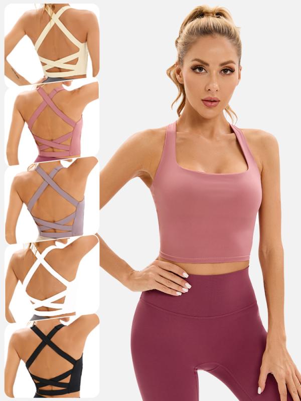 ヨガウェア レディース スポーツブラ トップス 取り外し可能 パッド付き 速乾 美背 ノースリーブ トレーニング ランニング フィットネス ウェア 接触冷感 吸湿速乾 白 ホワイト ピンク系 黒 ブラック ネイビー 紺 春夏