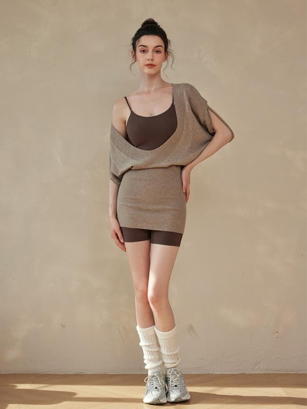 ヨガウェア レディース セットアップ スポーツウェア カーディガン オールインワン トレーニングウェア ジム ランニング フィットネス 春夏 秋冬 吸湿速乾 伸縮性 ストレッチ 接触冷感 カーキ ブラック パープル