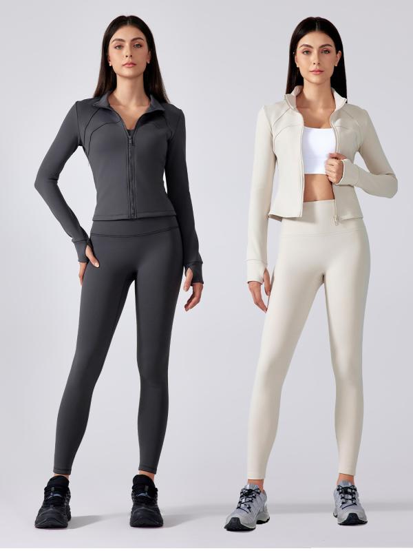 ヨガウェア レディース 秋冬 スポーツジャケット 立ち襟 フルジップ ランニング トレーニング トップス..