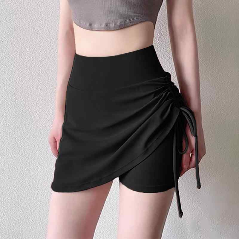 スカート レディース スポーツ 春夏 速乾 ヨガ テニス ランニング ショートパンツ付き 高腰 腹部コントロール ヒップアップ 無地 可可色 ホワイト 星耀ブラック 海岩グレー S M L XL XXL 跑步运动 健身器材 健身美体 骑行运动 舞蹈运动