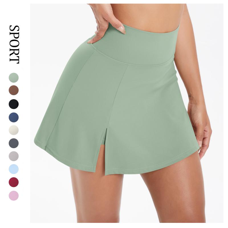 スカート レディース 春夏 ヨガ 短パン付き 高腰 ミニスカート ランニング 健身 スポーツ テニス 吸湿速乾 接触冷感 伸縮性 運動着 トレーニングウェア 普段使い 黒 ブラック