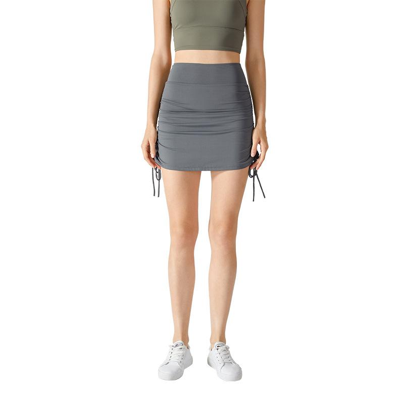 スカート レディース 春夏 ヨガパンツ付き ショート丈 吸湿速乾 ハーフ丈 無地 スポーティー 運動 普段使い 黒 ブラック カーキ グリーン ブルー