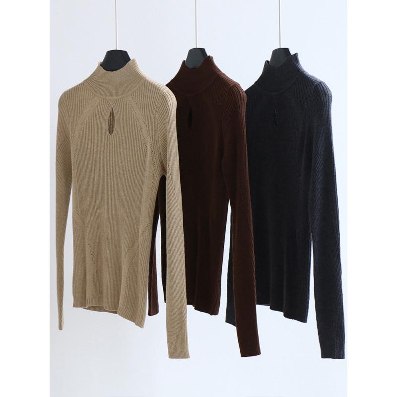 ニット・セーター レディース 秋冬 ウール混紡 ハーフハイネック 長袖 トップス プルオーバー インナー..