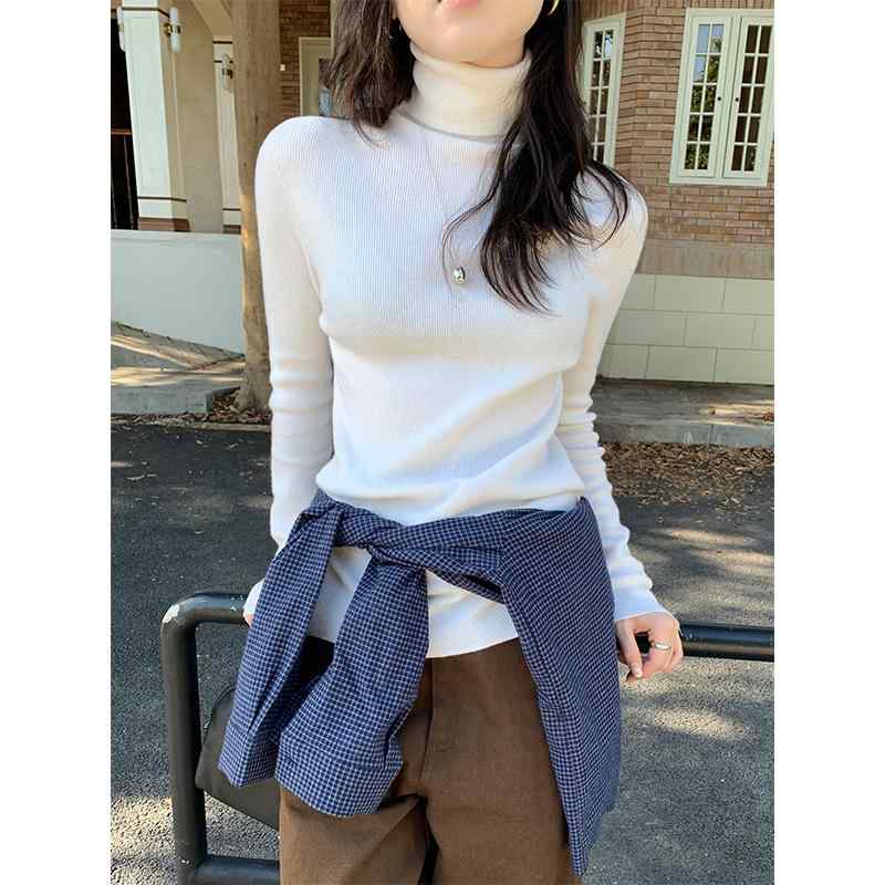 CALIDA ニット レディース 秋冬 高 calidad ウール混紡 タートルネック プルオーバー トップス 長袖 スリムフィット 無地 ホワイト ブラック ピンク系 ベージュ ブルー グレー