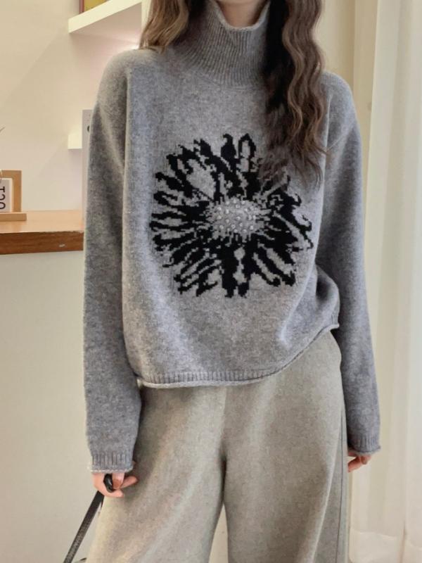 ニット レディース 秋冬 高级感 慵懒 高 領 トップス プルオーバー セーター 無地 エレガント カジュア..