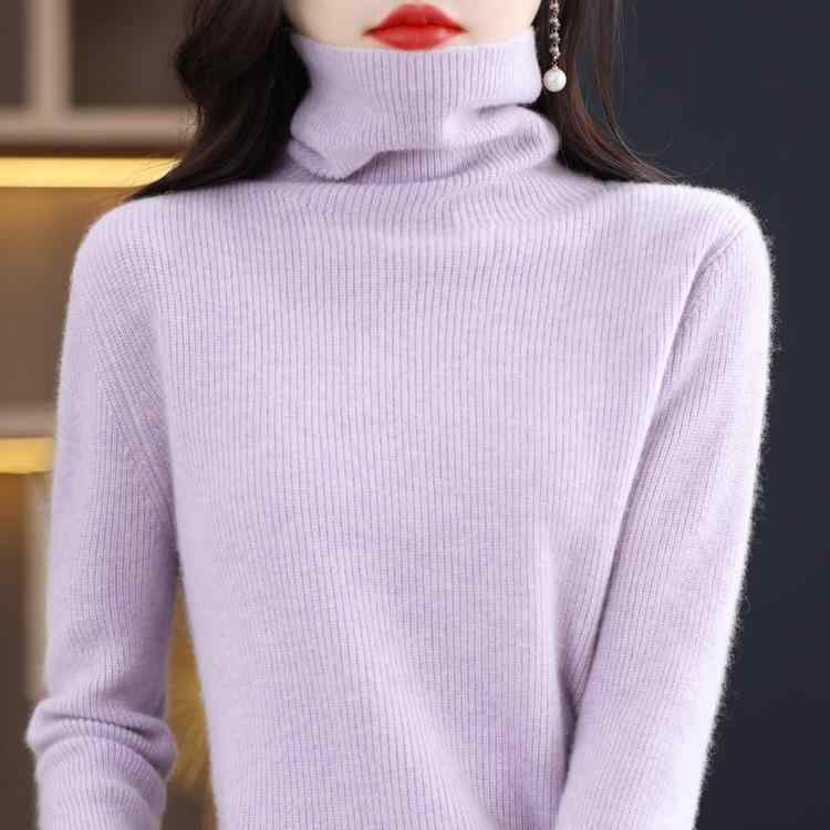 ニット・セーター レディース 秋冬 インナー トップス 婦人服 長袖 プルオーバー 無地 スリムフィット ..