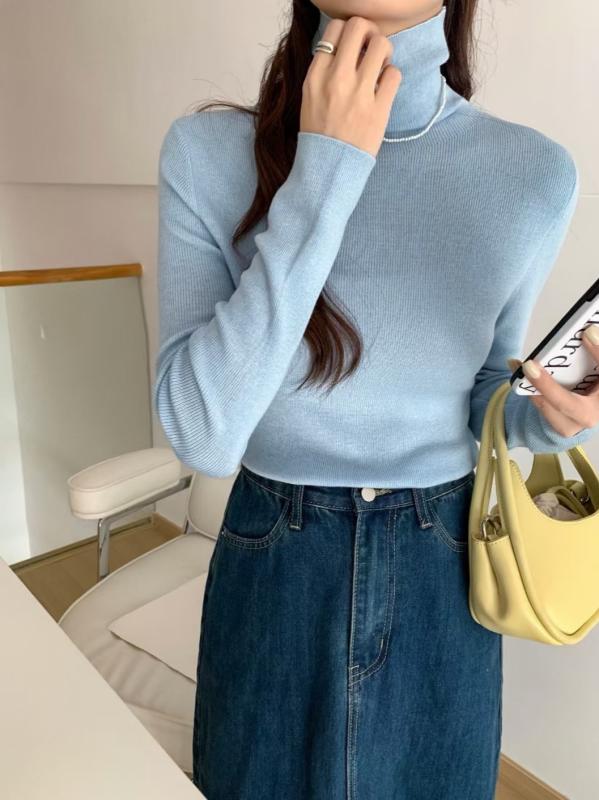 ニット レディース 秋冬 ウール タートルネック セーター トップス スリム 長袖 カットソー 接触冷感 ..