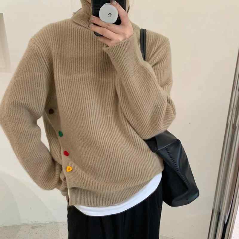 ニット レディース 秋冬 韓国風 高 Coller プルオーバー トップス 長袖 配色 ニットソー ゆったり かわいい ガーリー カジュアル
