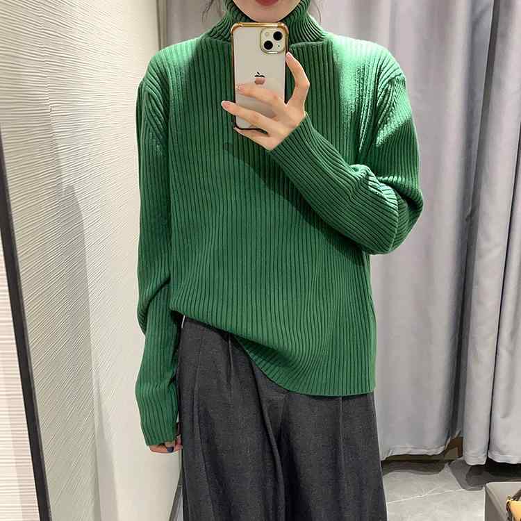 ニット レディース 高领 秋冬 暖かい 纯色 長袖 セーター プルオーバー トップス 韓国 ファッション カ..