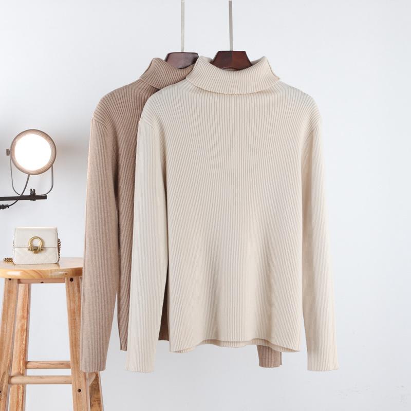 ニット レディース 秋冬 高襟 長袖 トップス カットソー スリム タイト ショート丈 プルオーバー 無地 ..