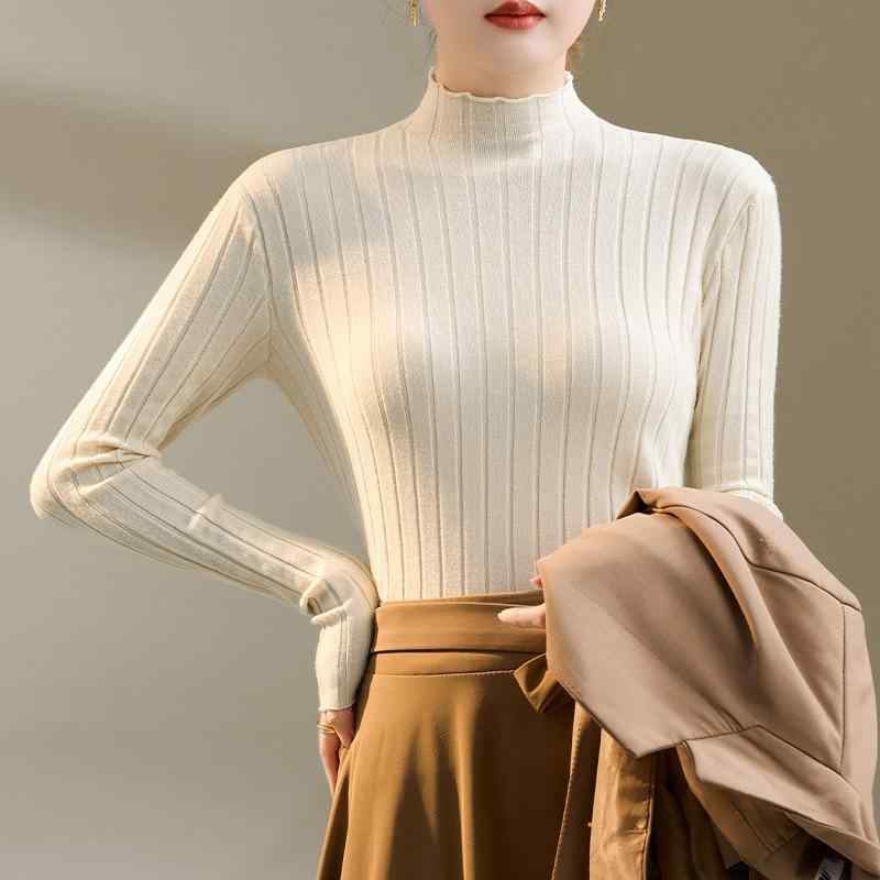 ニット レディース トップス 秋冬 インナー 長袖 丸首 無地 かわいい おしゃれ 韓国風 カットソー スト..