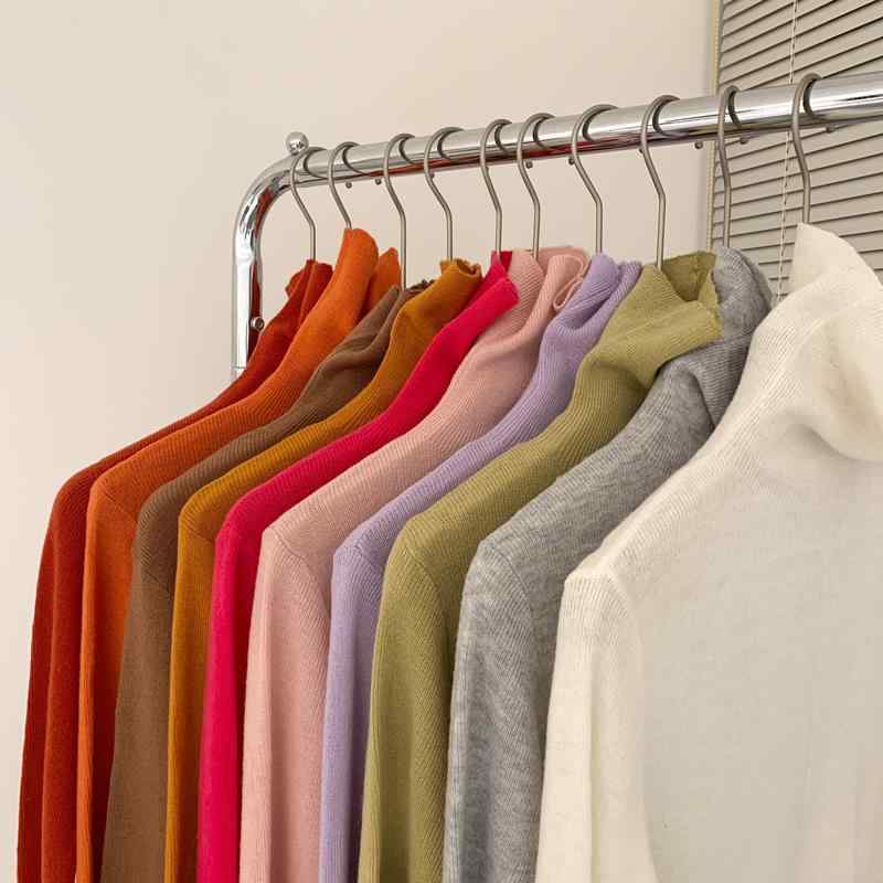 ニット レディース 秋 高品質ウール ハイネック 薄手 セーター ストレッチ スリムフィット 通勤 エレガ..