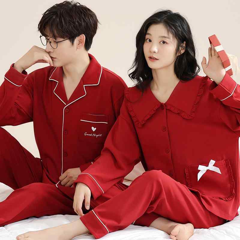 パジャマ レディース メンズ 春秋 新婚 結婚祝い ペアパジャマ セットアップ コットン 長袖 長ズボン ..