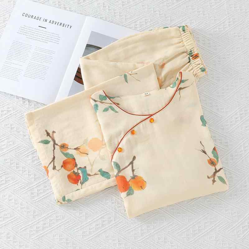 パジャマ レディース 春夏 竹繊維 七分袖 九分丈パンツ 上下セット ルームウェア 国風 古風 薄手 涼し..