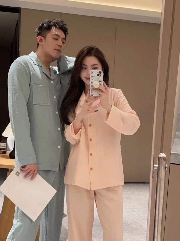 2ルームウェア レディース メンズ 長袖 春夏 秋冬 綿麻 リラックス ウェア 上下セット ペア パジャマ 部屋着 寝間着 普段使い かわいい 涼しい 快適 吸湿 通気性 ピンク系 グレー グリーン