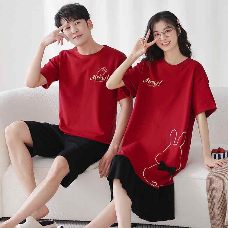 パジャマ レディース 半袖 ワンピース コットン かわいい 薄手 ルームウェア メンズ セットアップ 部屋着 寝間着 涼しい 快適 通気性 アウトドア