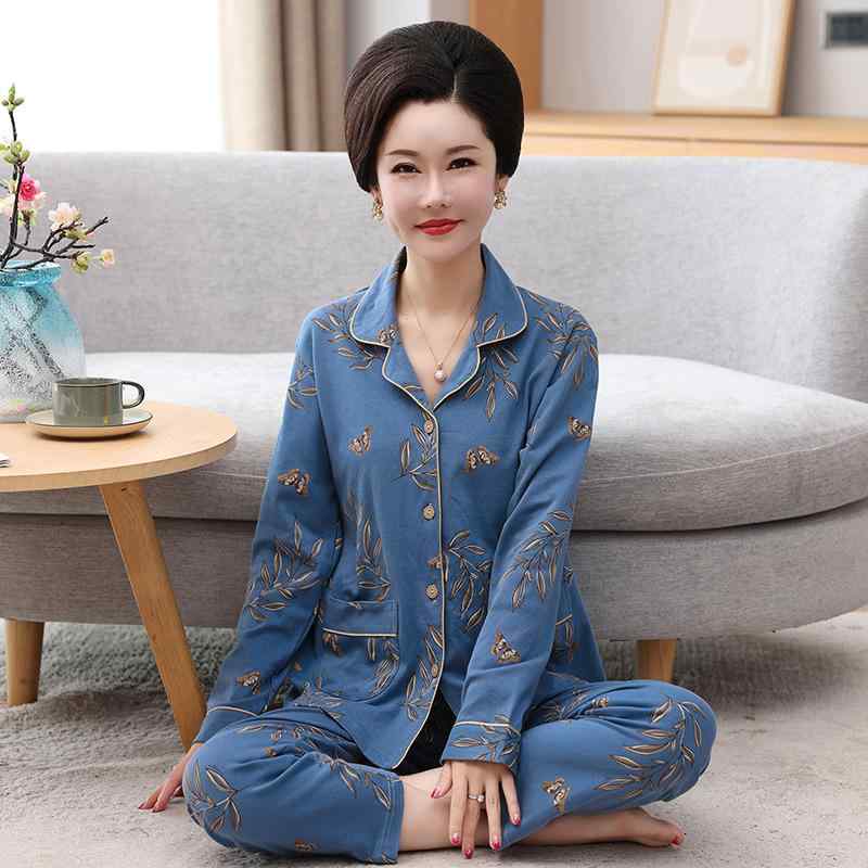 パジャマ レディース 高齢者向け 春秋用 綿100% 長袖 前開き 大きいサイズ ルームウェア 上下セット 襟..